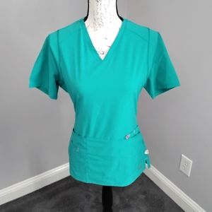 Smitten Scrubs Top Teal & Pink - XSM